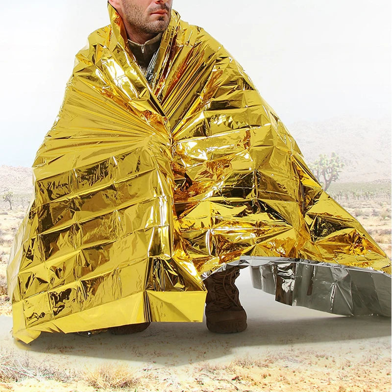 Windproof Waterproof Foil Thermal Blanket for Camping Hiking