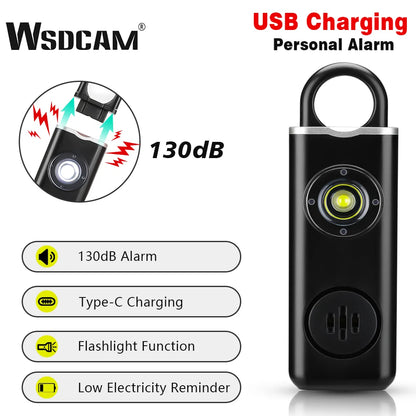 130dB Personal Safety Alarm - Rechargeable Self-Defense Device