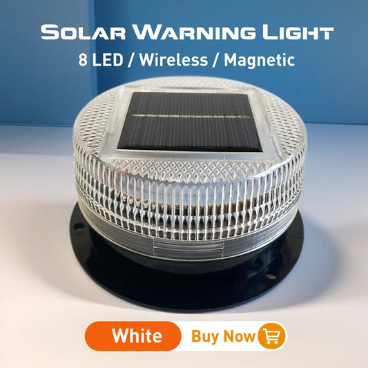 Solar-Powered 8 LED Magnetic Strobe Warning Light