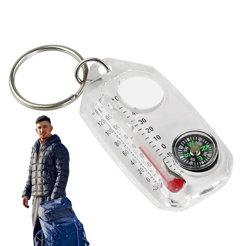 3-in-1 Climbing Multi-Tool: Thermometer, Compass & Keychain Clip