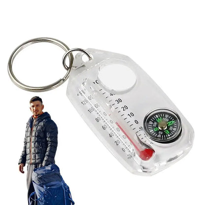 3-in-1 Climbing Multi-Tool: Thermometer, Compass & Keychain Clip