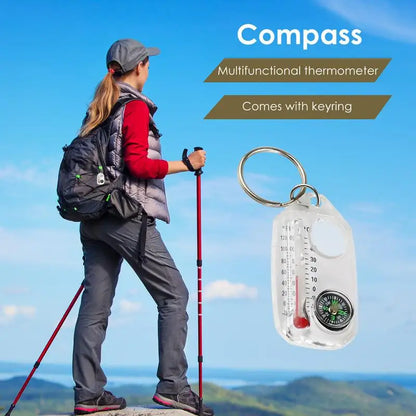 3-in-1 Climbing Multi-Tool: Thermometer, Compass & Keychain Clip