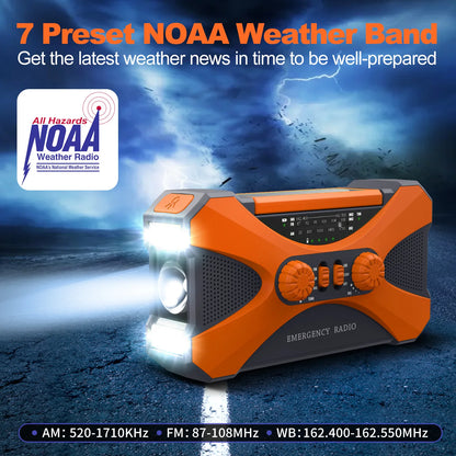 Emergency Crank Solar AM/FM/NOAA Radio with Phone Charger & SOS Alarm