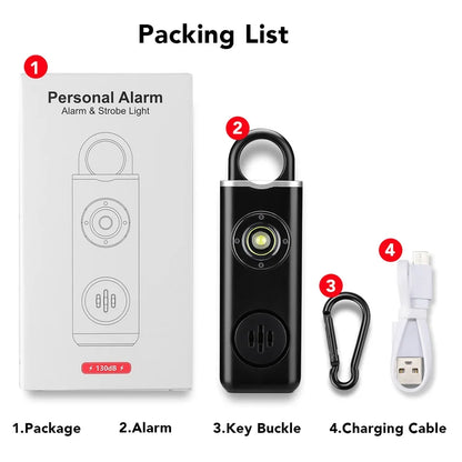 130dB Personal Safety Alarm - Rechargeable Self-Defense Device