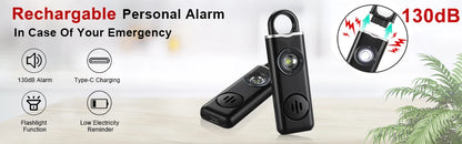 130dB Personal Safety Alarm - Rechargeable Self-Defense Device