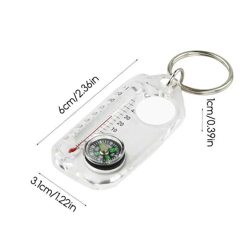 3-in-1 Climbing Multi-Tool: Thermometer, Compass & Keychain Clip