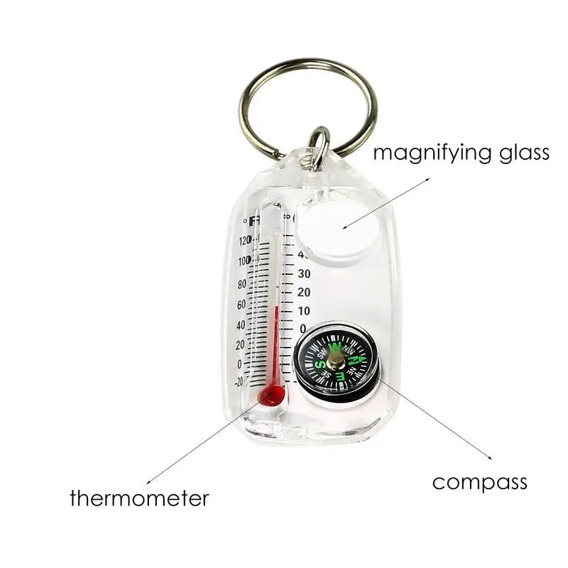 3-in-1 Climbing Multi-Tool: Thermometer, Compass & Keychain Clip