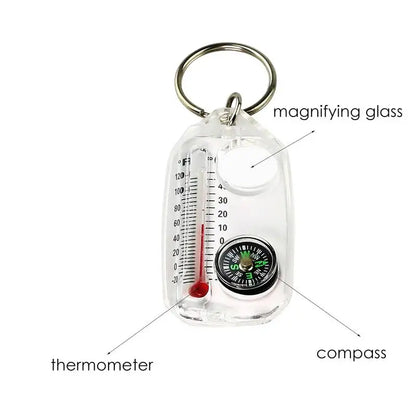 3-in-1 Climbing Multi-Tool: Thermometer, Compass & Keychain Clip